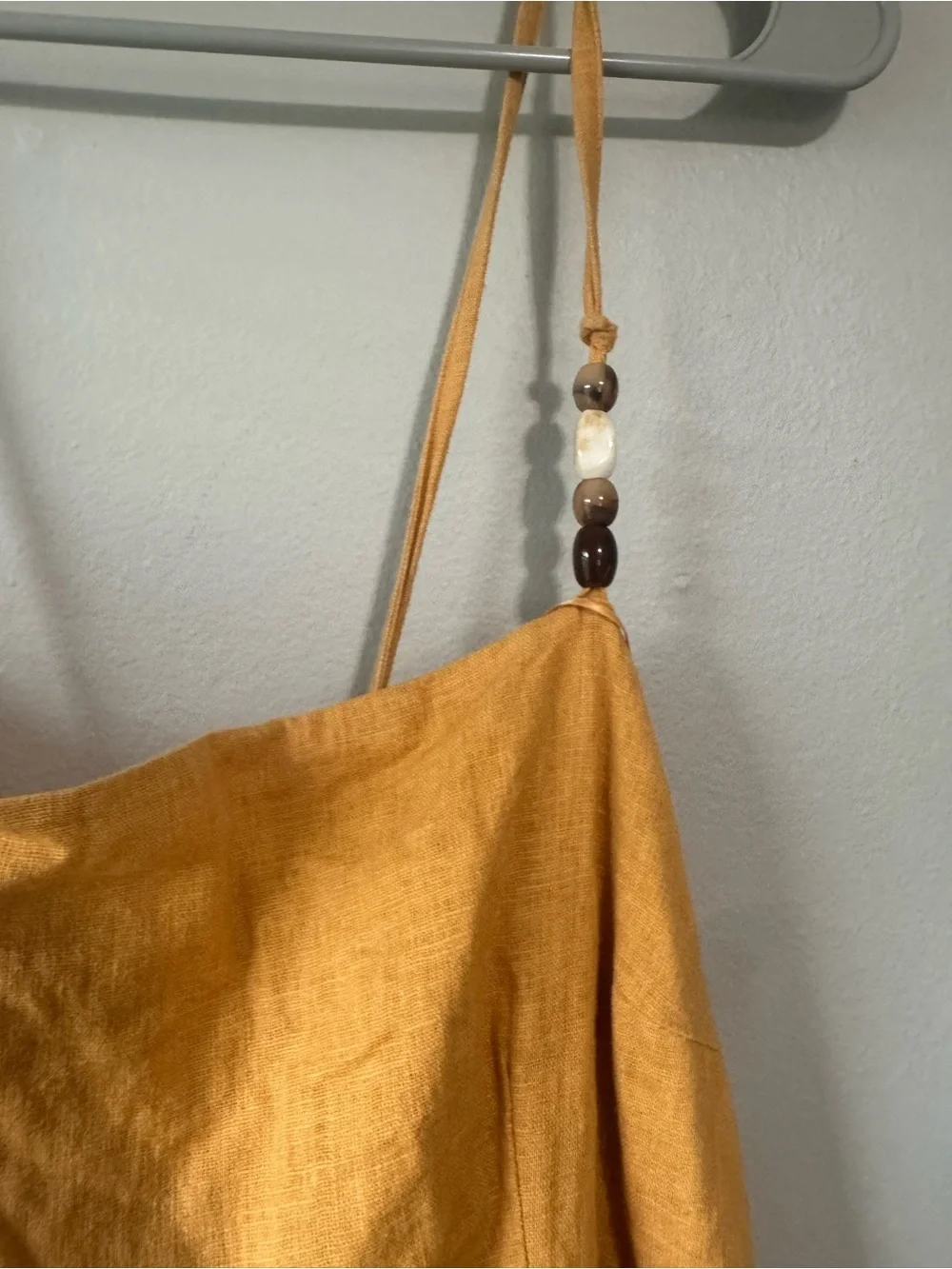 Abercrombie and Fitch mustard yellow dress maxi cotton linen blend